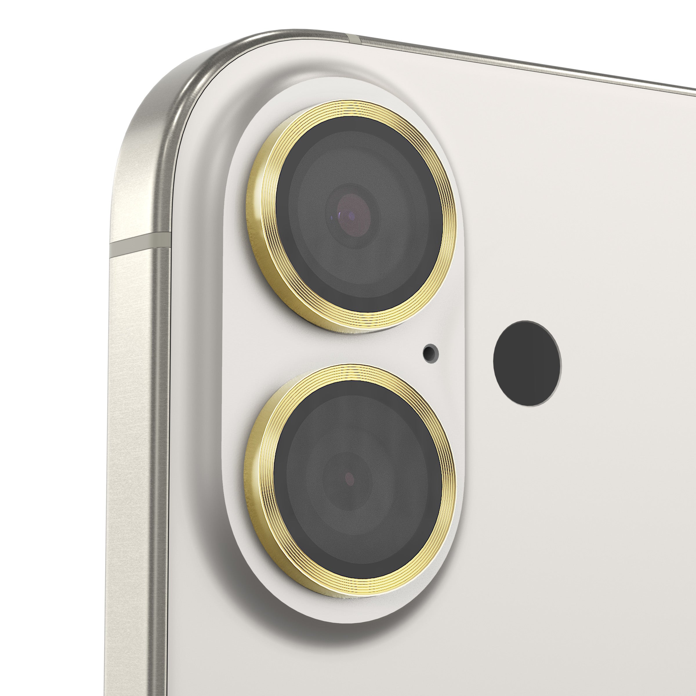Gold aluminum iPhone camera lens ring with Silk-Metal Texture, aesthetic phone accessory for women.