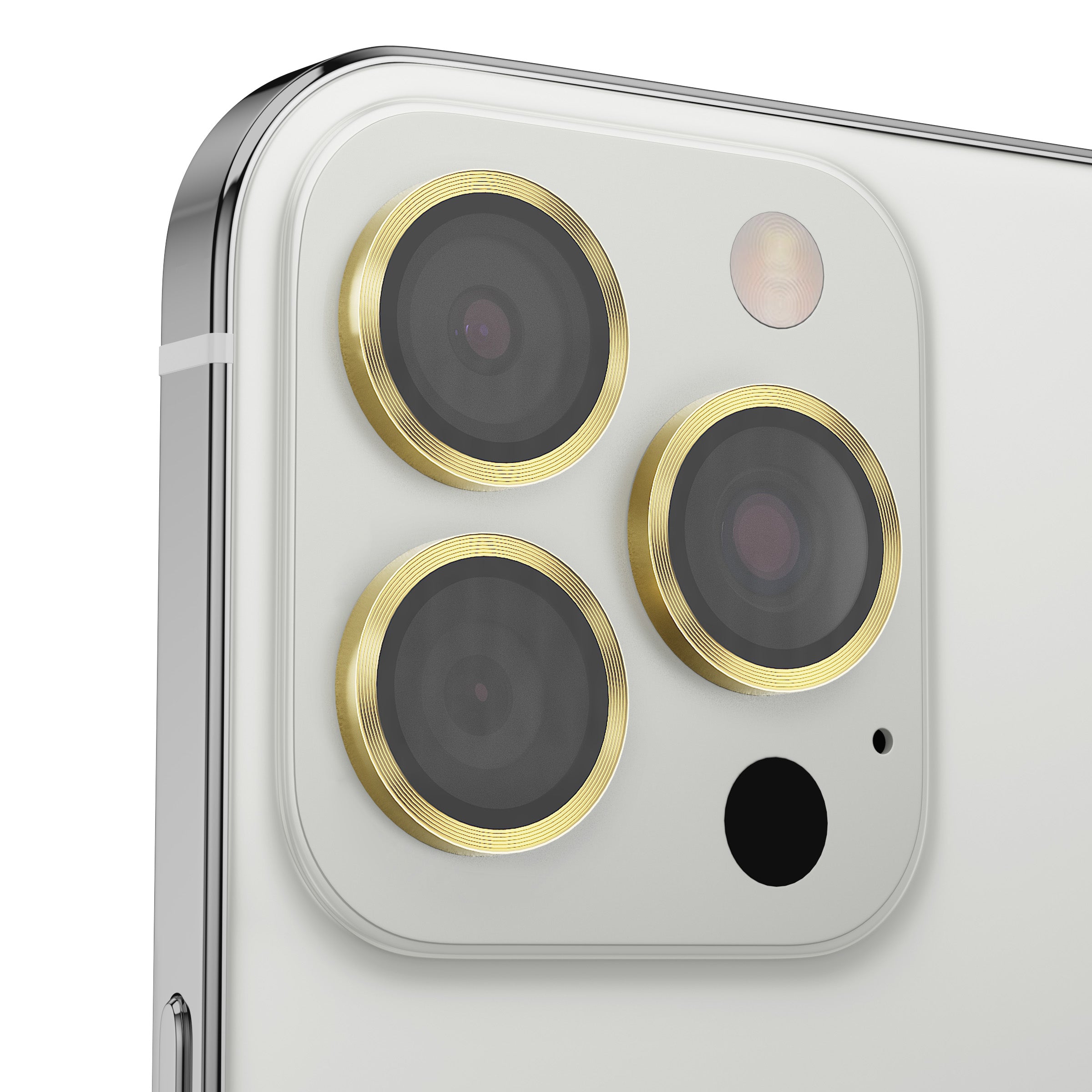Gold Camera Lens Protector for iPhone , Aesthetic Metal Ring & 9H Glass