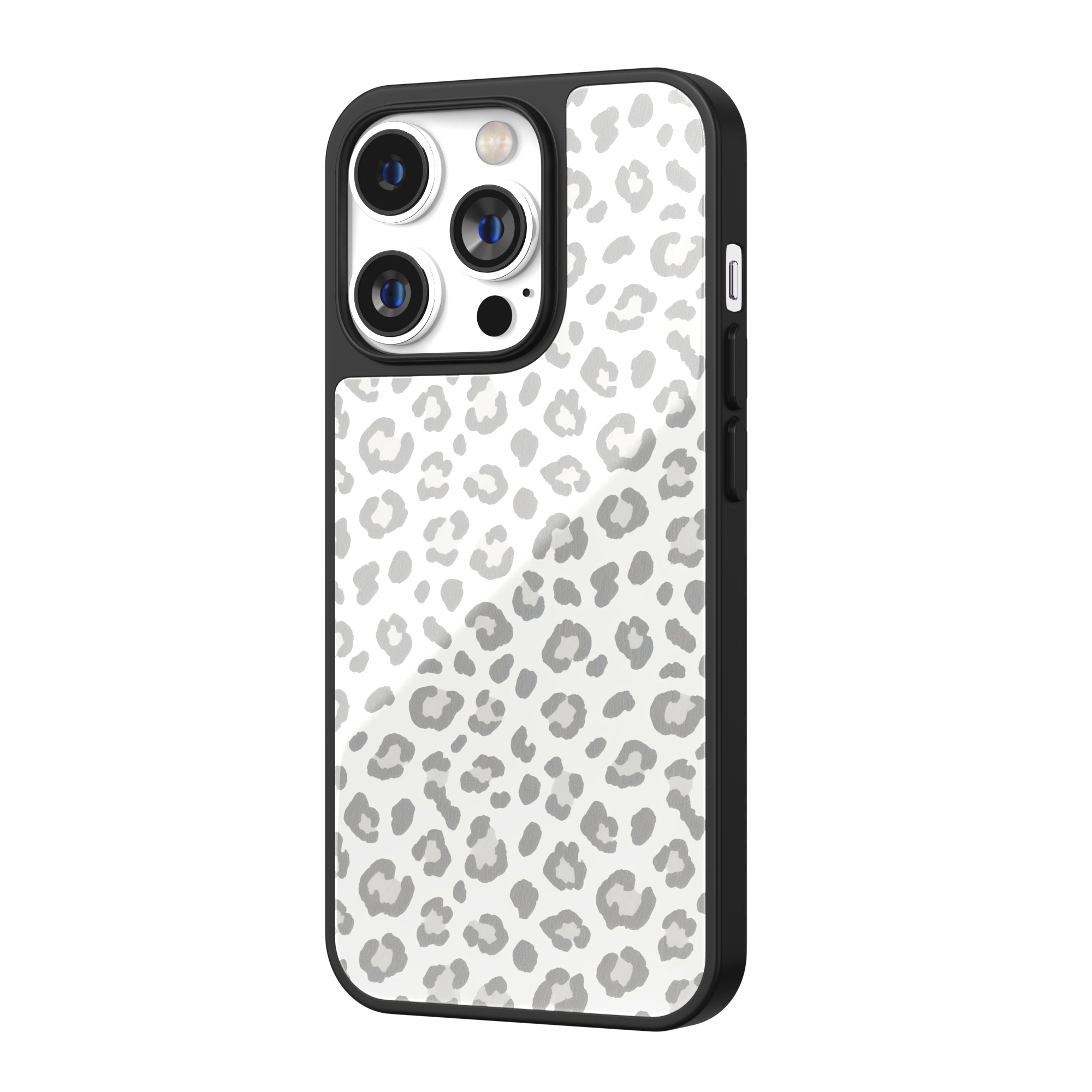 White Grey Leopard iPhone Case