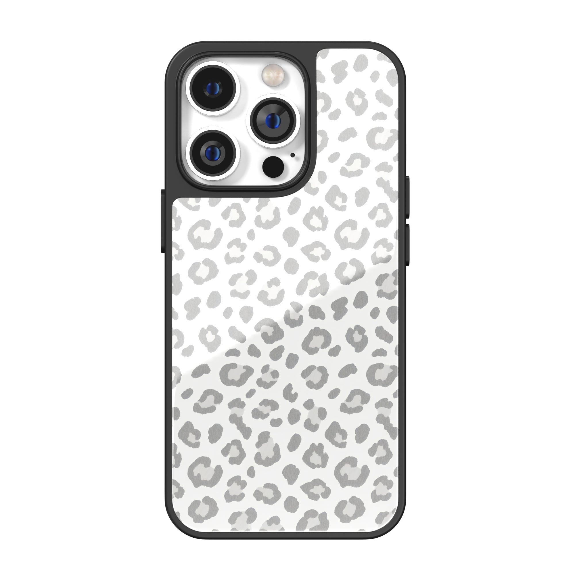 White Grey Leopard iPhone Case