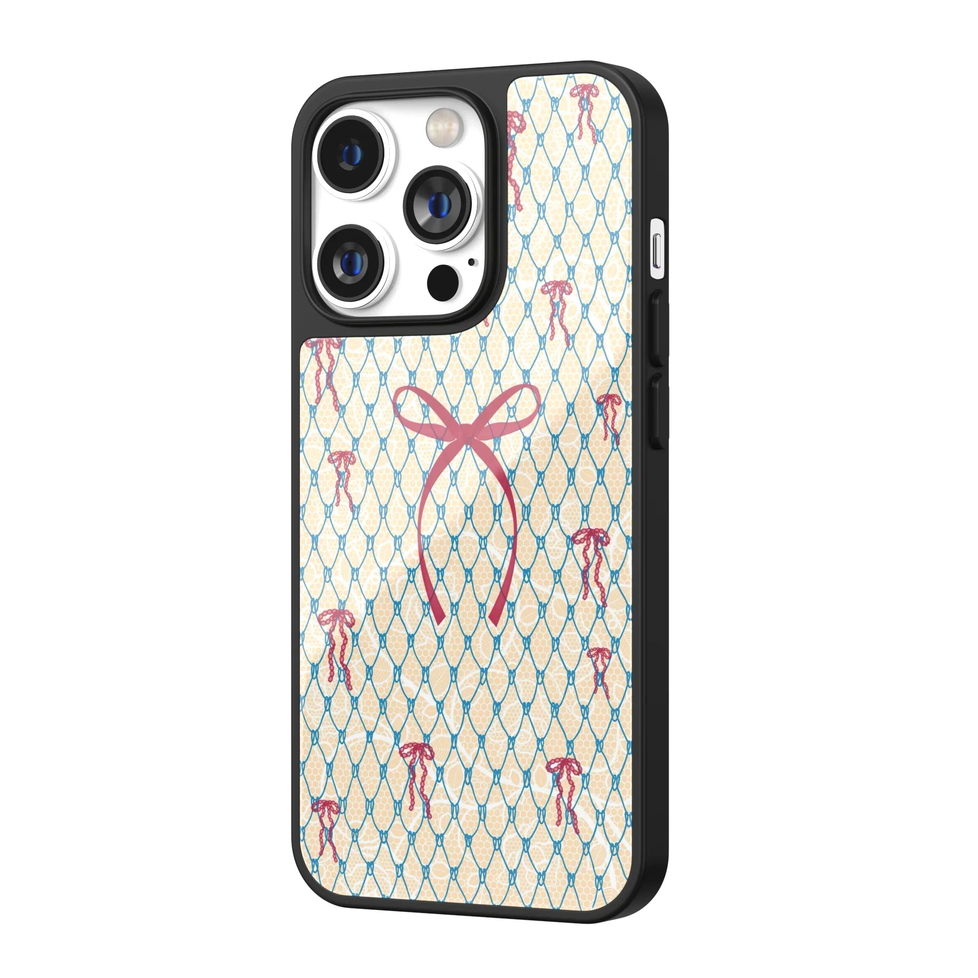 Vintage Coral Lace Bow iPhone Case