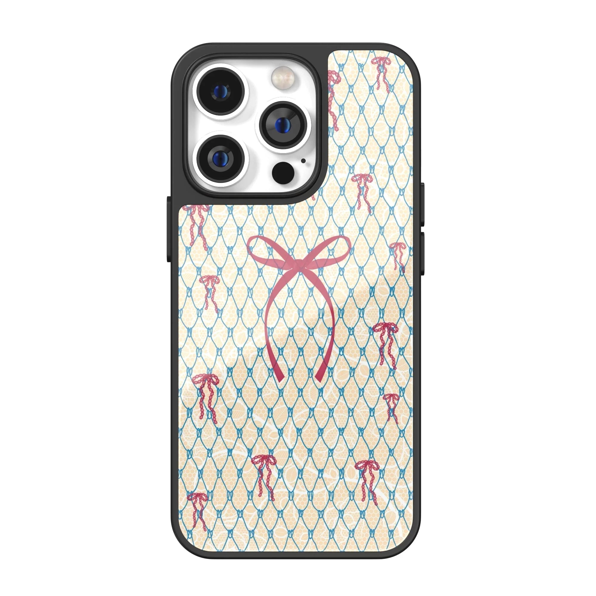Vintage Coral Lace Bow iPhone Case