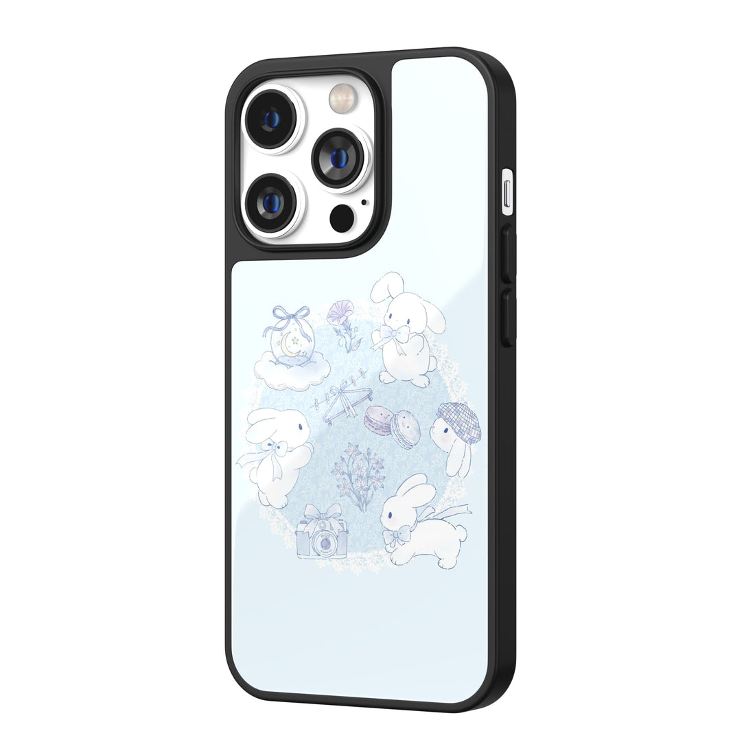 Bunny Picnic Basket Blue Illustration iPhone Case