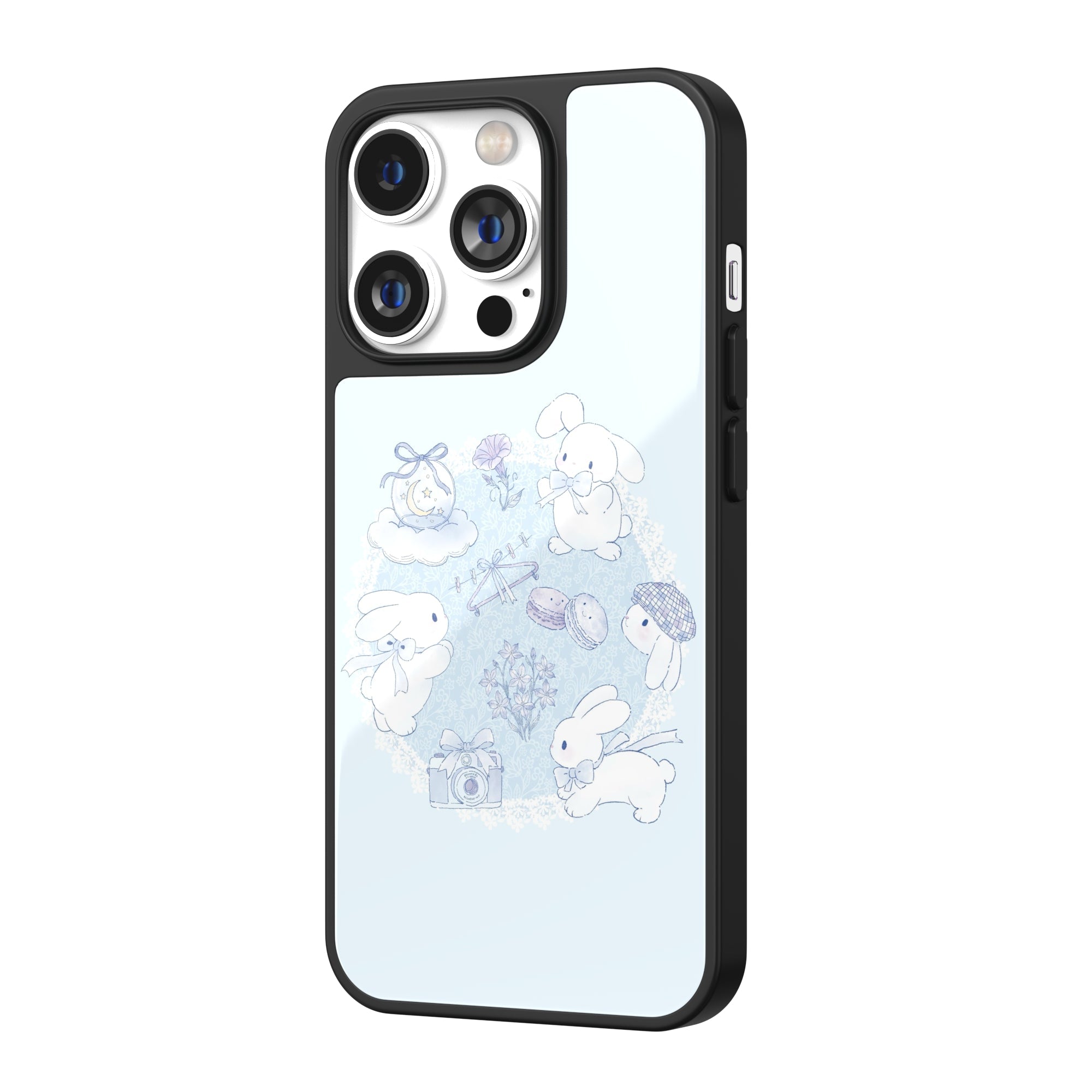 Bunny Picnic Basket Blue Illustration iPhone Case