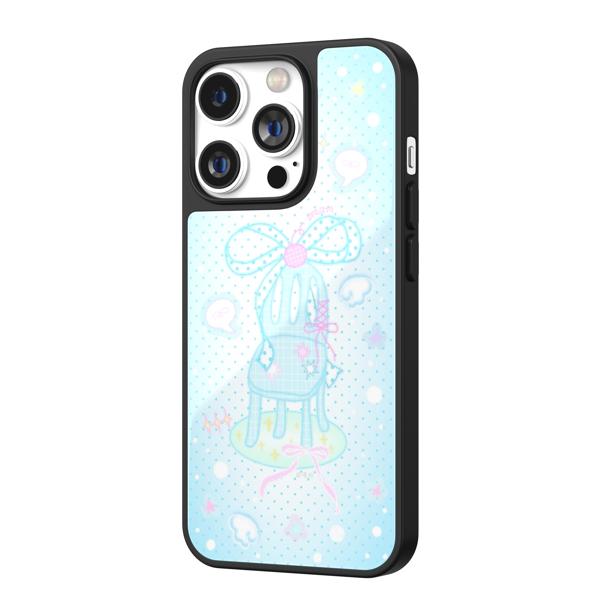 Cloud Dinner Blue Polka Dot Illustration iPhone Case