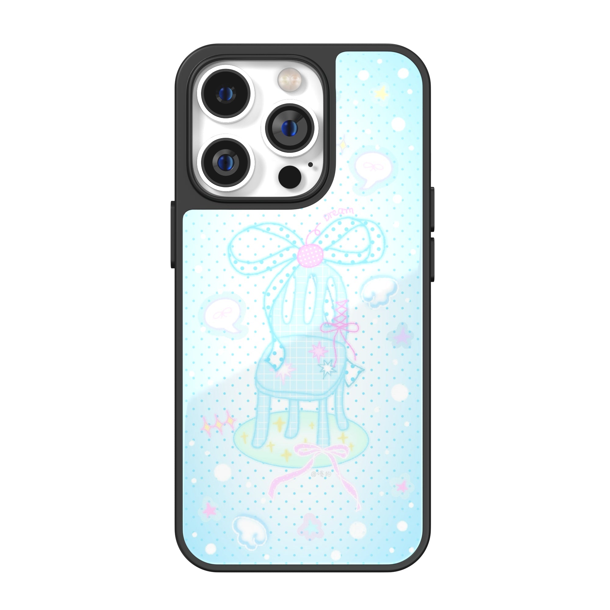 Cloud Dinner Blue Polka Dot Illustration iPhone Case