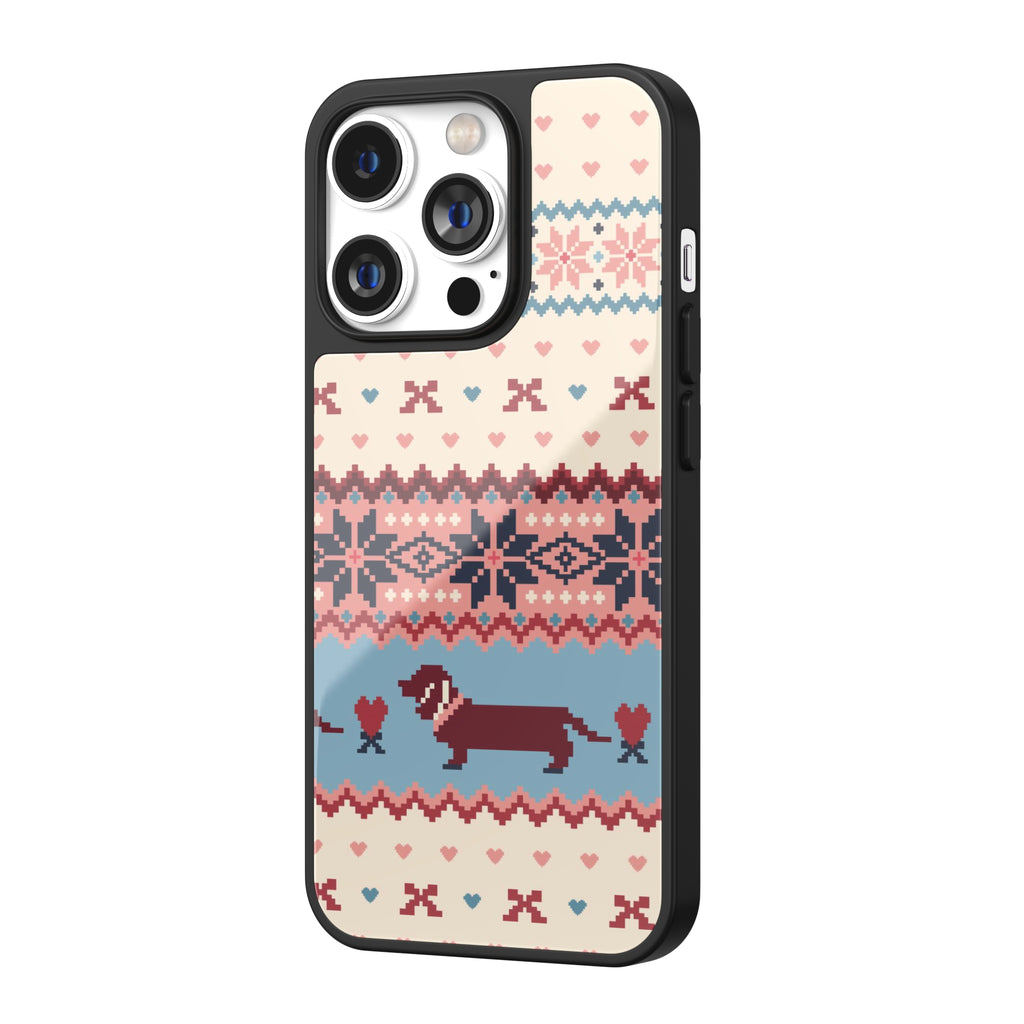 Fair Isle Dachshund Heart iPhone Case