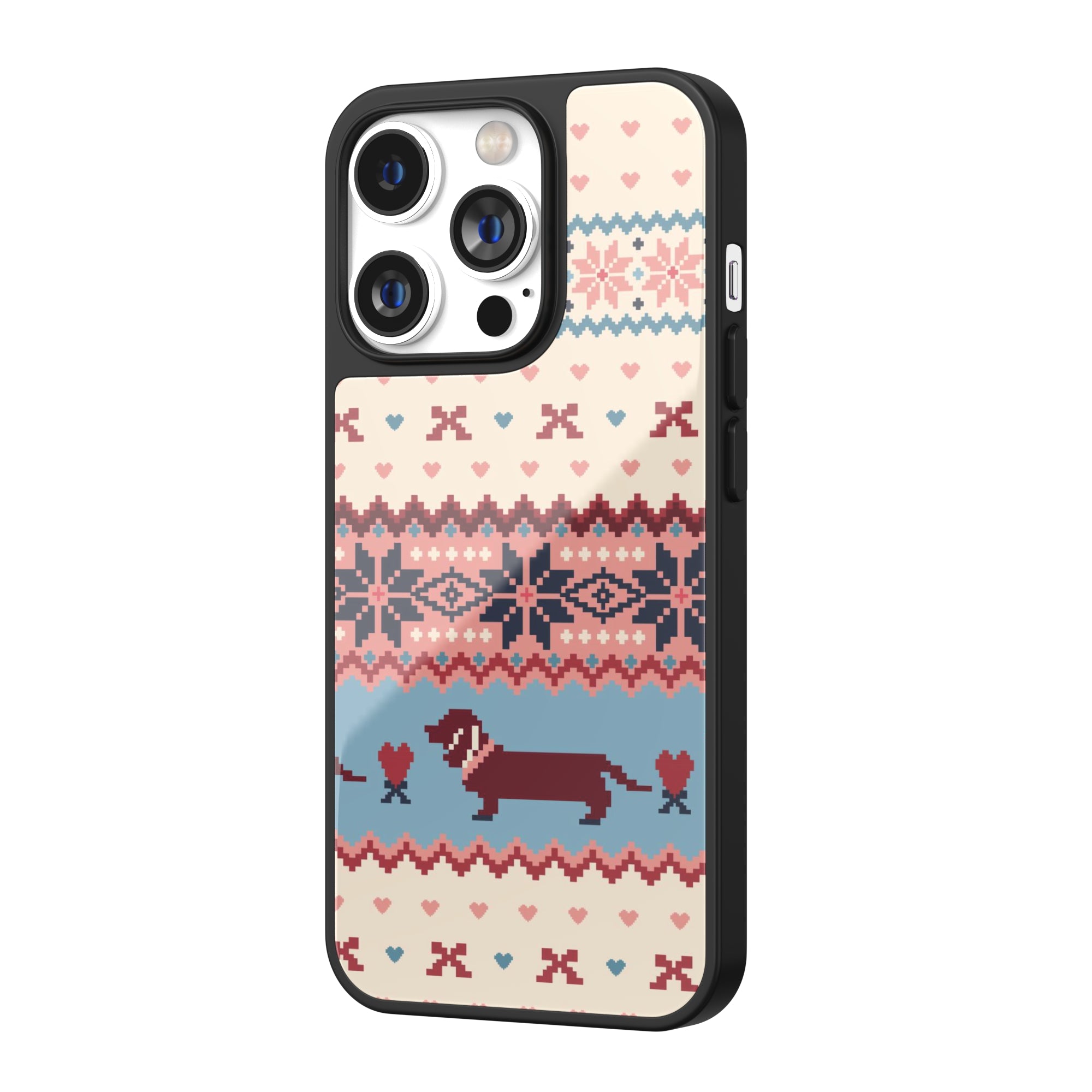 Fair Isle Dachshund Heart iPhone Case