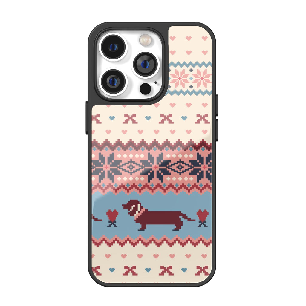 Fair Isle Dachshund Heart iPhone Case