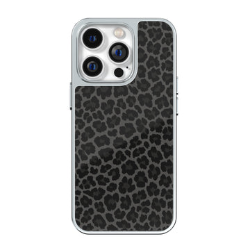 Black Leopard Silver Frame iPhone Case