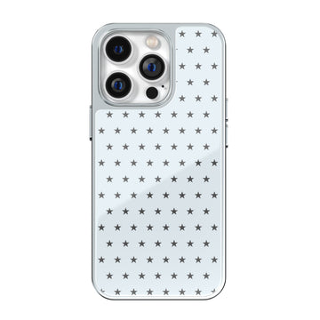 Ice Blue All-Over Star Silver Frame iPhone Case