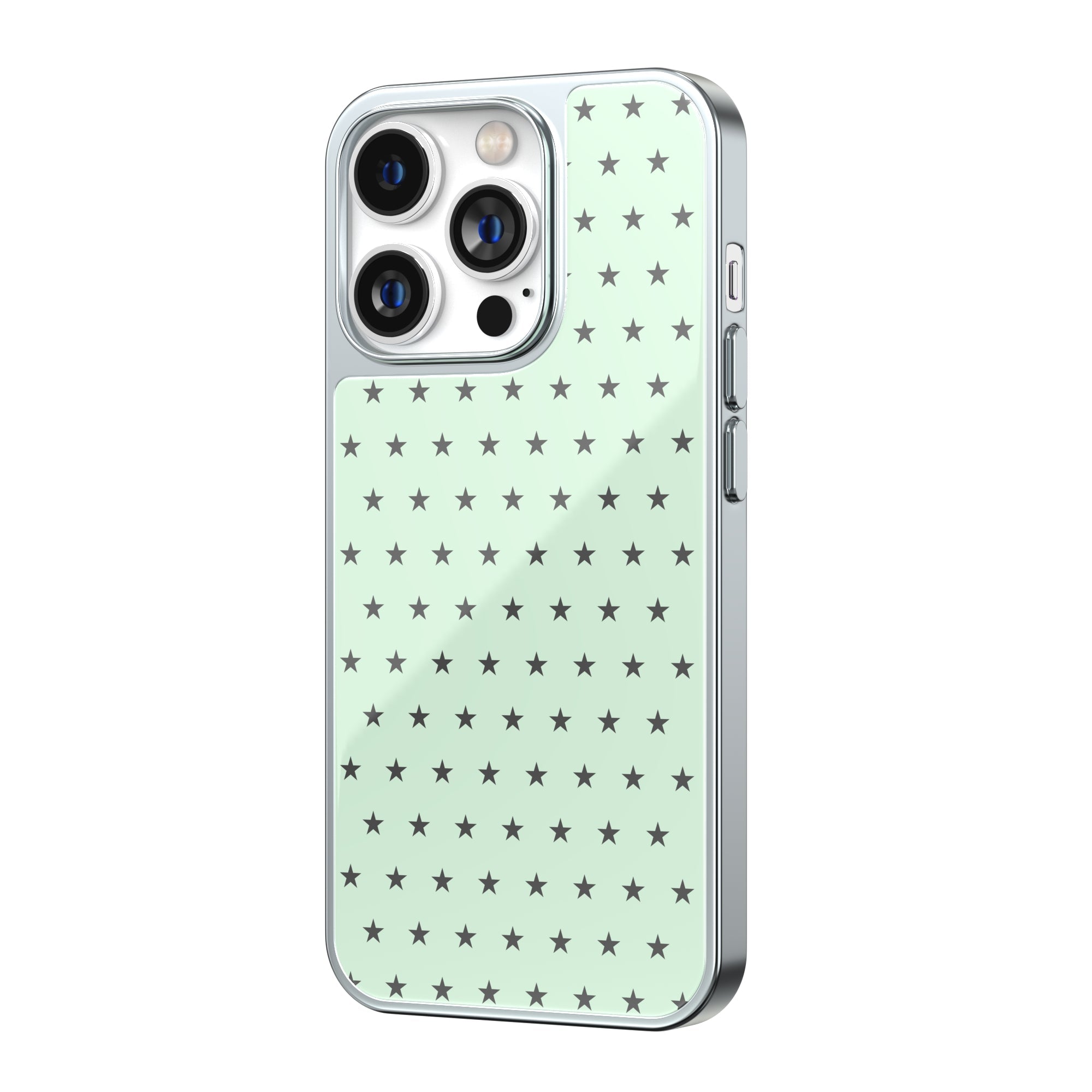 Frosty Mint Star Silver Frame iPhone Case