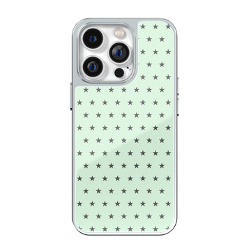 Frosty Mint Star Silver Frame iPhone Case