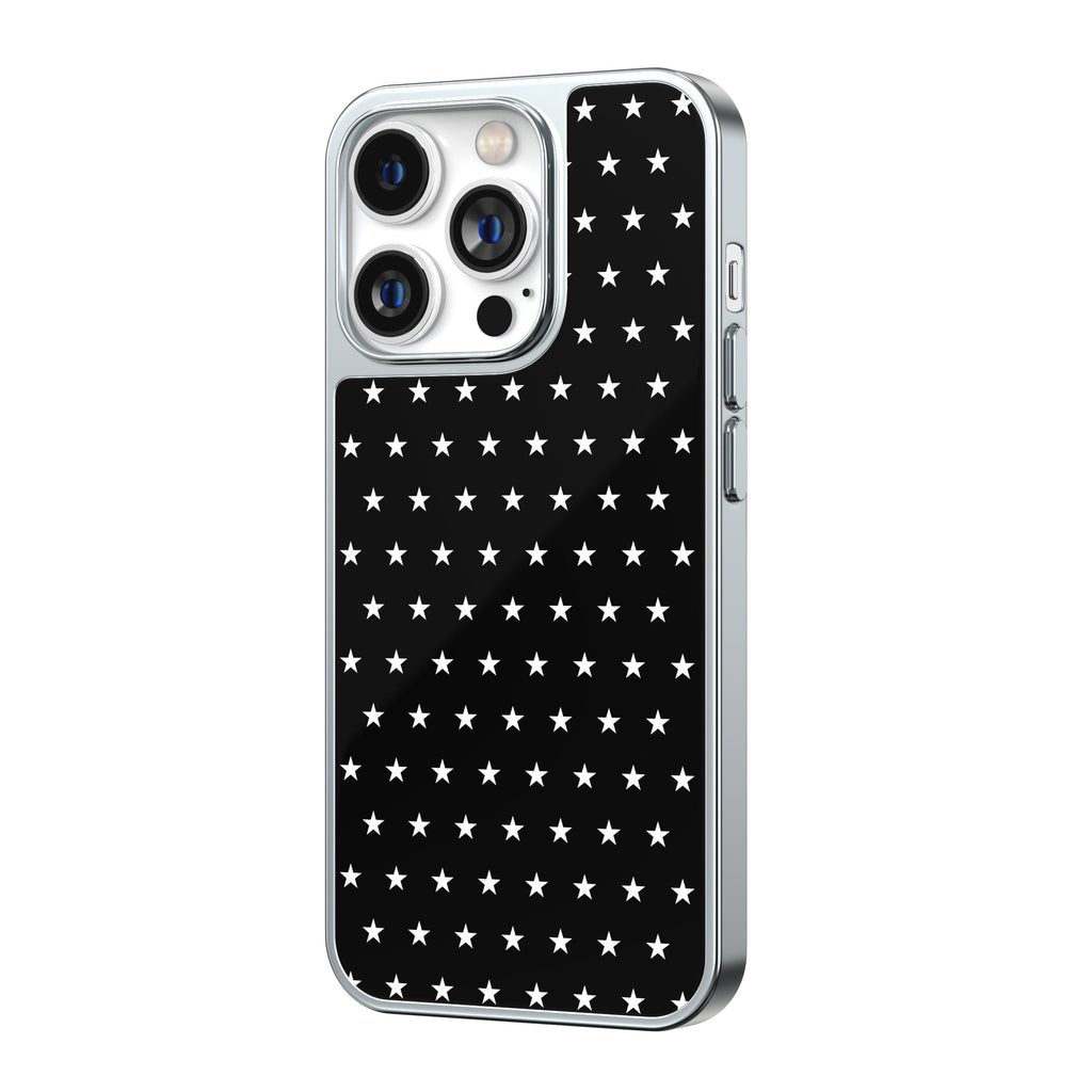 Starlit Night Black Silver Frame iPhone Case