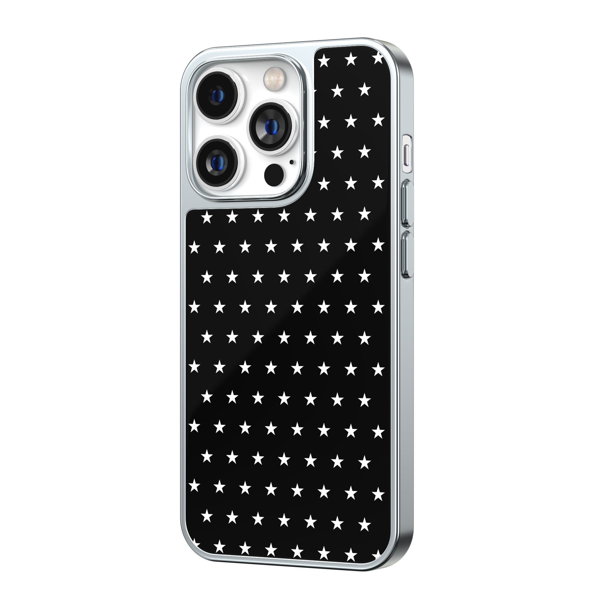 Starlit Night Black Silver Frame iPhone Case