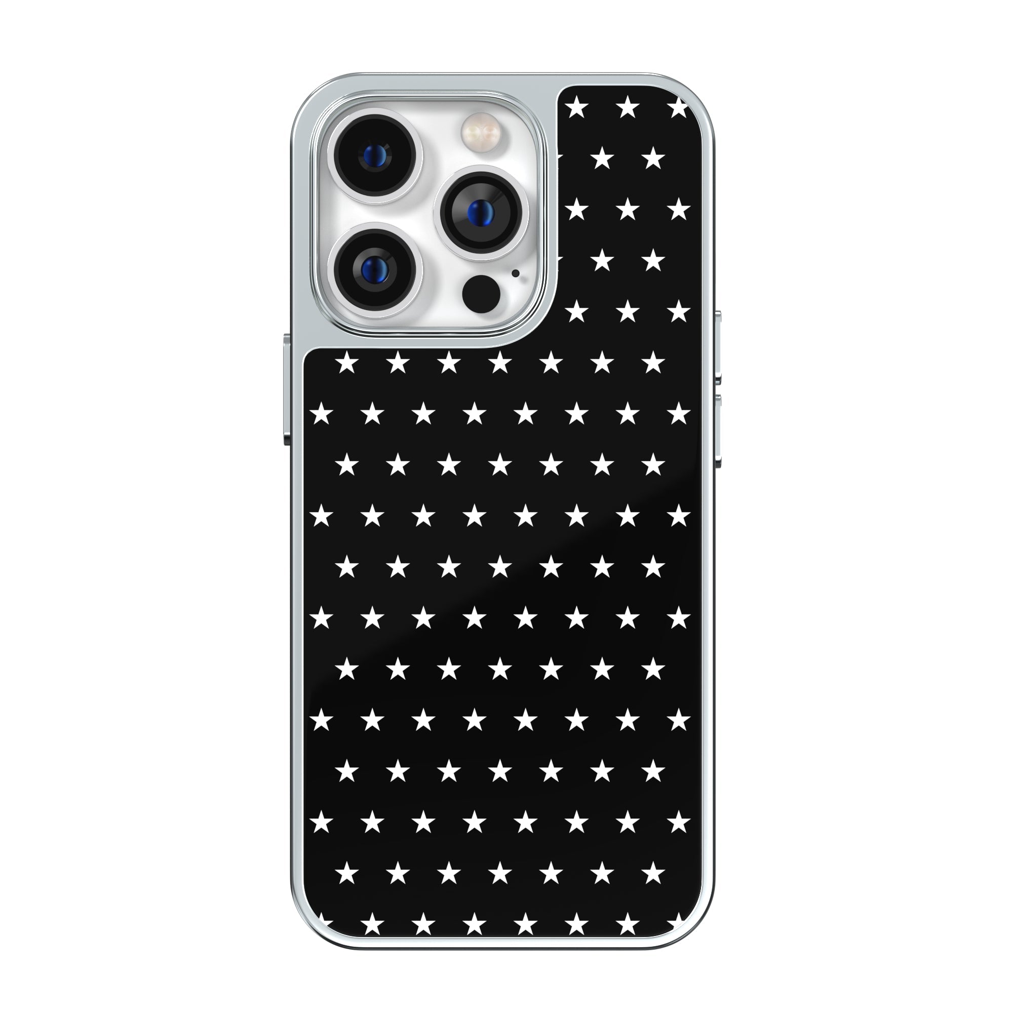 Starlit Night Black Silver Frame iPhone Case