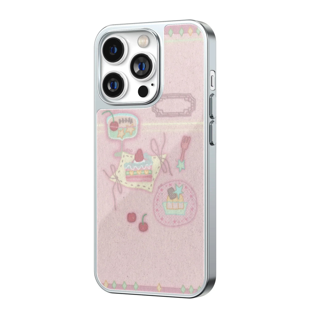 Confection Lane Pink Silver Frame iPhone Case