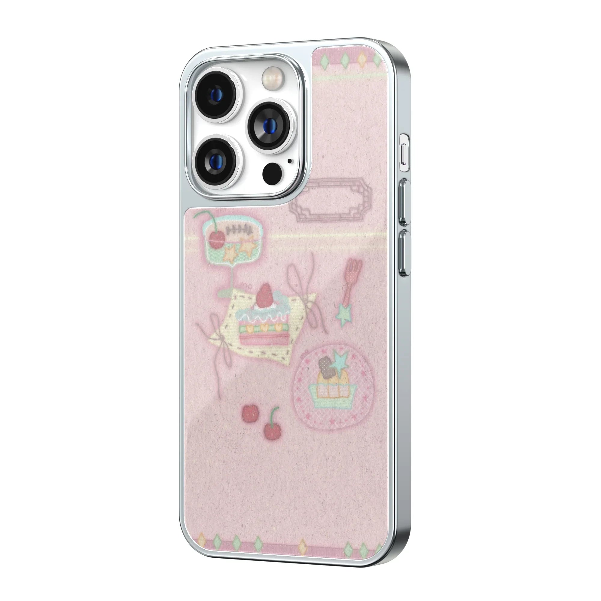 Confection Lane Pink Silver Frame iPhone Case