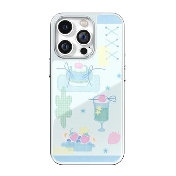 Dessert Carnival Blue Silver Frame iPhone Case