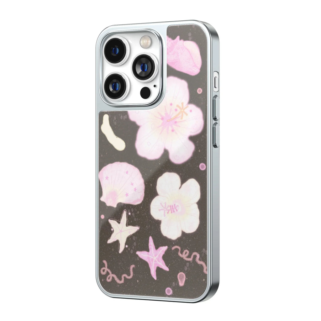Coral Petal Coast Silver Frame iPhone Case