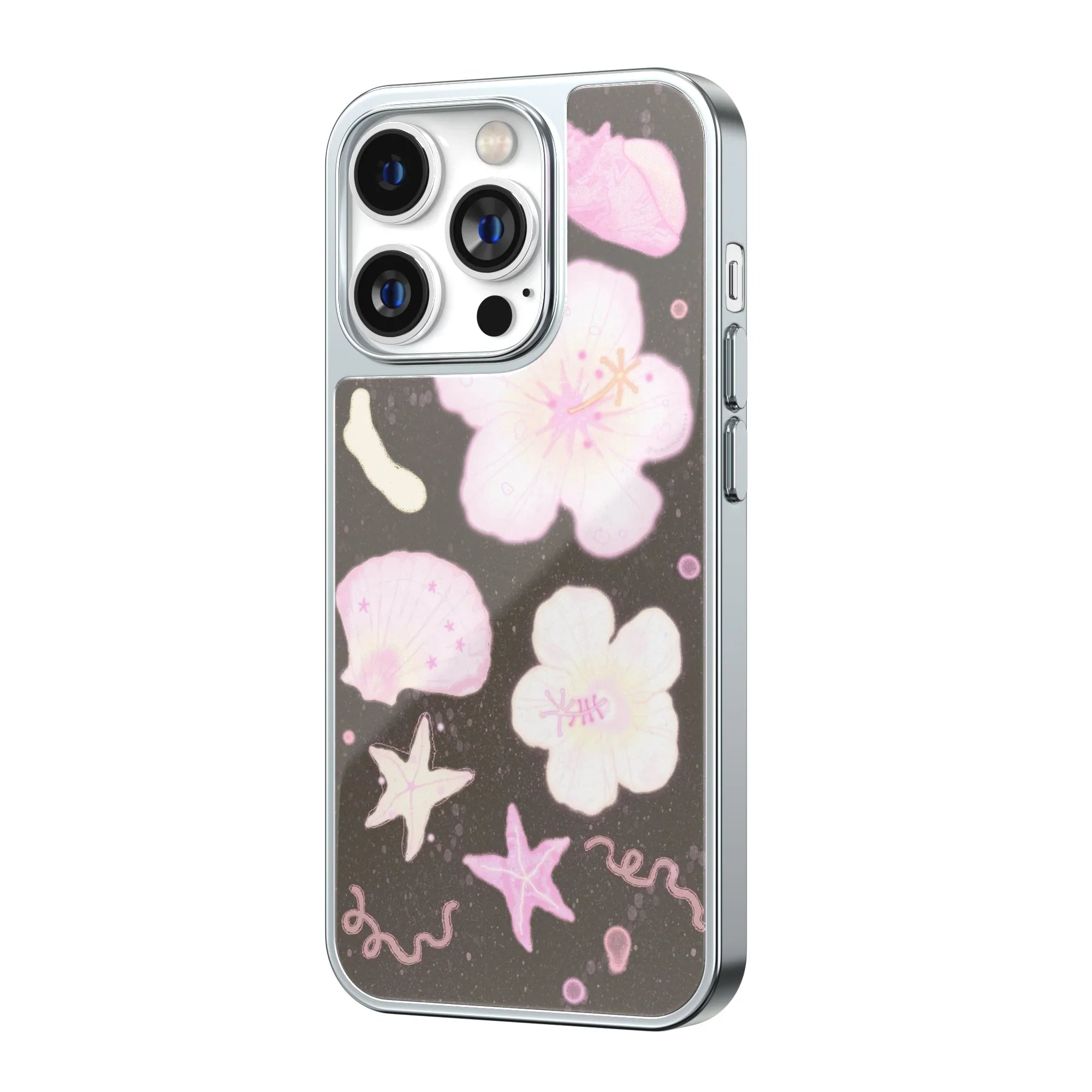 Coral Petal Coast Silver Frame iPhone Case