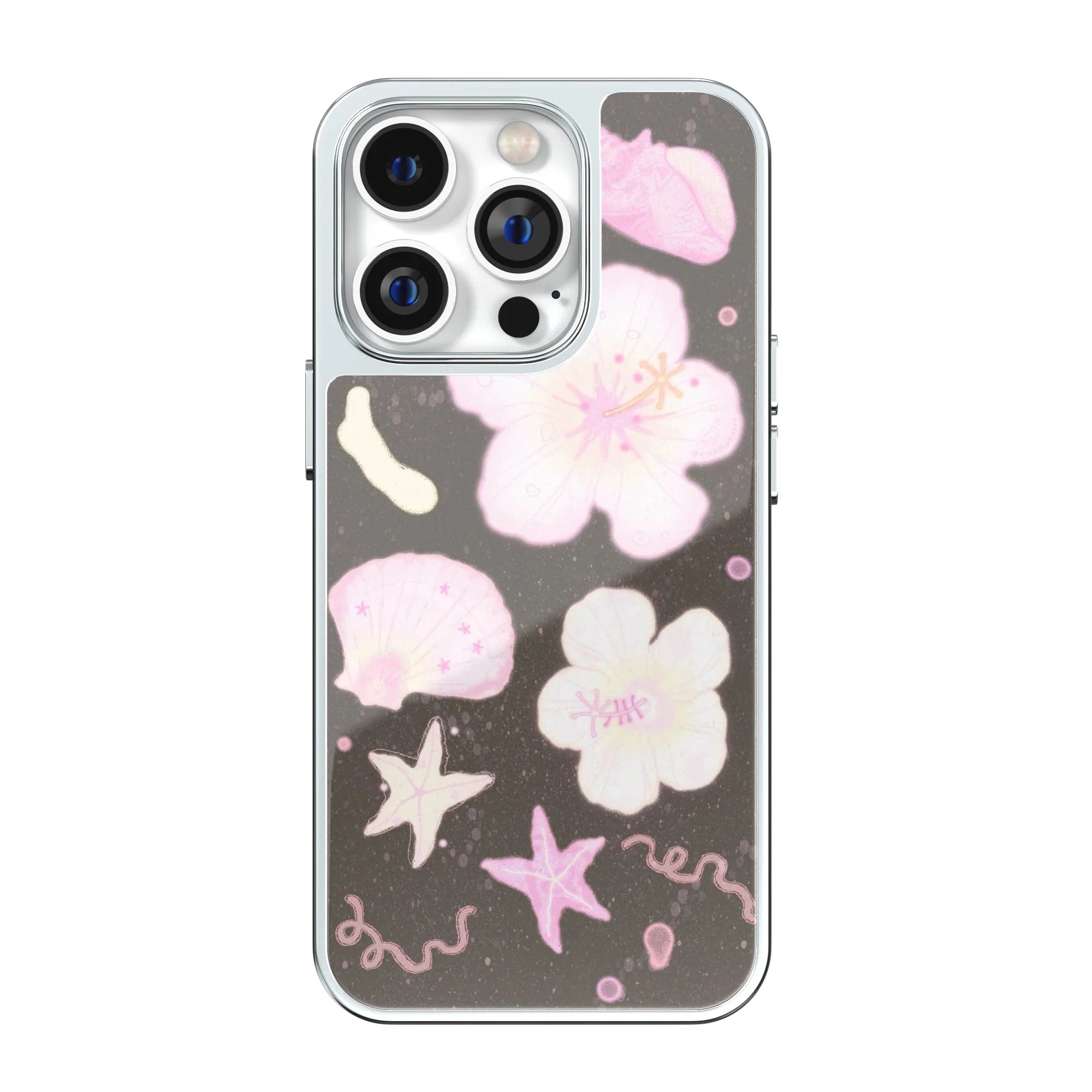 Coral Petal Coast Silver Frame iPhone Case