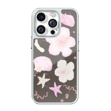Coral Petal Coast Silver Frame iPhone Case